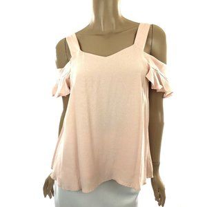 Sanctuary Size S 'Annie Bare Shoulder' Blouse Top Pink Viscose Short Sleeve